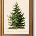 WHASAYART Gold Framed Vintage Wall Art Christmas Tree Print for Living Room Christmas Pictures Botanical Pine Tree Painting Shelf Decor Winter Cottagecore Room Aesthetic Xmas Holiday Decorations Gift