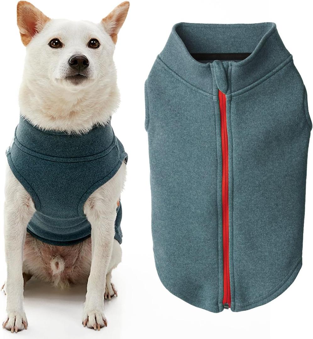 Gooby Zip Up Microfiber Fleece Dog Sweater - Turquoise, X-Small - Warm Double Layered Step-in Jacket Without Ring Leash - Winter Sweaters for Small and Medium Dogs