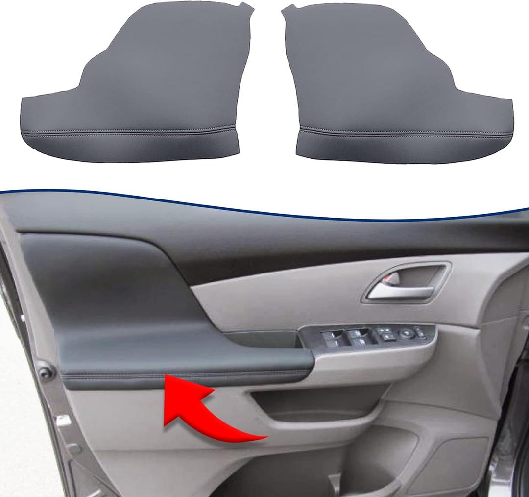 KBH Door Panel Armrest Cover Replacement for Honda Odyssey 2011-2017, Vinyl Leather, Car Door Arm Rest Replace Skin Upholstery, Anti-Scratch, 1 Pair, Dark Gray (Leather Part Only)