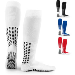 LUX Anti Slip Soccer Knee Socks,Non Slip Football/Basketball/Hockey Sports Grip Socks (White)