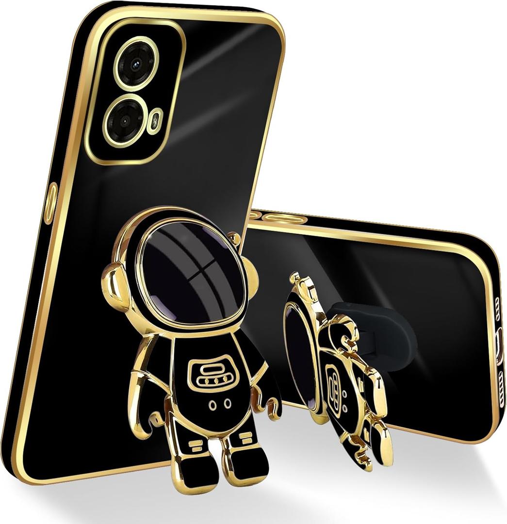 for Motorola Moto G 5G 2024 Case (6.6-inch), with Astronaut Hidden Stand Kickstand 6D Design Cover for Moto G Play 5G 2024 - Black