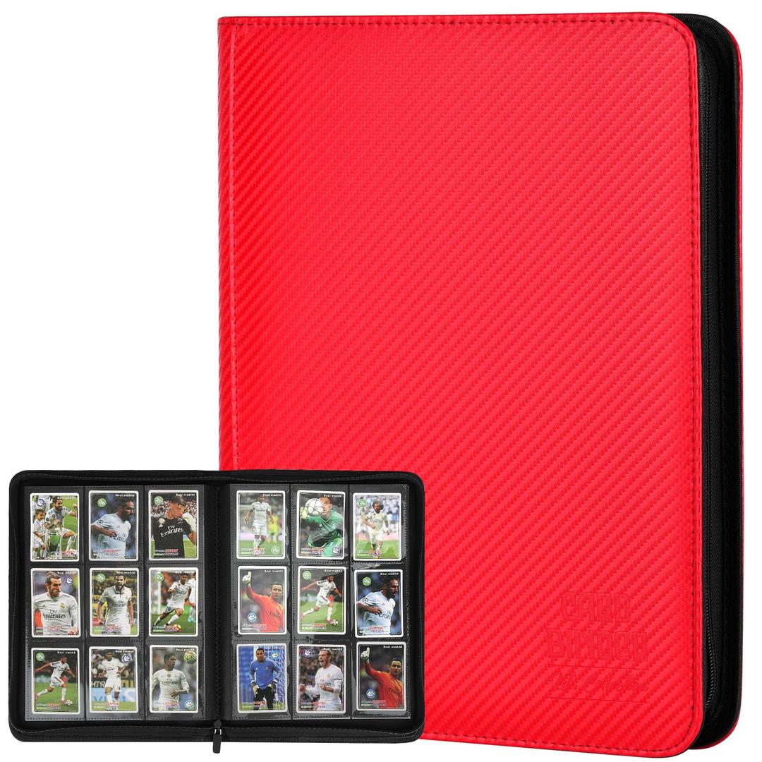 Trading Card Binder, Premium 9 Pocket Double Sided 540 Pocket PU Card Collection Binder, Collectible Trading Card Albums for MTG, TCG, Sport Card, Game Cards (Red)