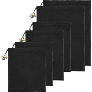 Toy Storage Bags, 6 Pcs Quality Satin Silk Drawstring Pouch Adjustable Microfiber Toy Organizer Bags Gift Bag Foldable Ditty Bag for Women Men Toys Underwear Sunglasses Cosmetic (3 Sizes Black)