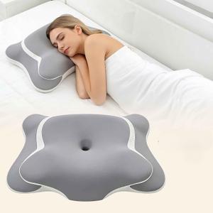 Cervical Pillows For Side Sleepers Memory Foam Pillows Sleep Apnea Pillow Ergonomic Neck Pillow For Sleeping，Neck Support For Side Back Stomach Sleeper(Light gray)