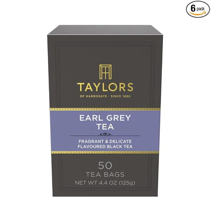 Taylors of Harrogate Earl Grey Black Tea Bags, 50ct (Pack of 6)