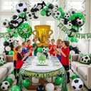 Soccer Watch Party 101Pcs Soccer Balloon Arch Kit Championship Soccer Birthday Party Decorations with Giant Gold Trophy Cup, Cleat Shoe & GOAL Foil Balloons Green Black White