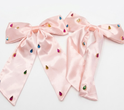 Carole Bow Hair Clip Pink Satin