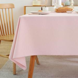 Laolitou Spring Table Cloth (Fits 6 Foot Table) Rectangle Linen Waterproof Textured Light Pink Tablecloth, Washable Wrinkle Free Spill Proof Fabric Tablecloths for Dining Table Farmhouse, 60x84 Inch