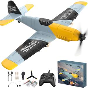 RC Plane, 3 Channel Remote Control Airplane, 6-axis Gyro Stabilizer BF-109 RTF RC Airplane with 2 Batteries, Easy to Fly for Beginners Adults and Kids