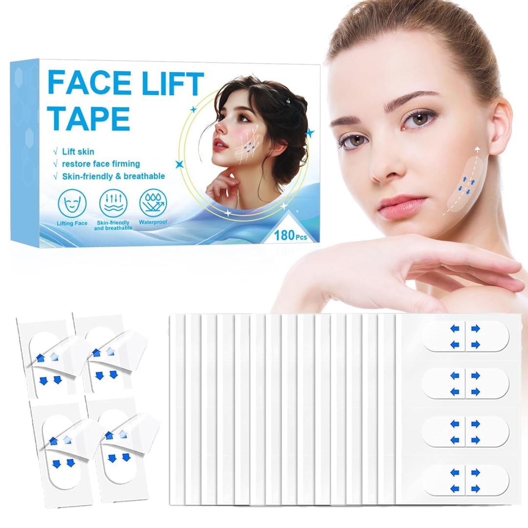 Neck Tape Lifting Invisible,Face Lift Tape,Face Tape Lifting Invisible, Face Lift Tape Invisible for Makeup - 180 PCS V-Shaped Facial Tape for Instant Lifting of Neck, Jawline, Cheeks & Double Chin