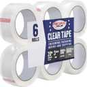Pacific Mailer Clear Packing Tape, Packaging Tape for Shipping Packaging Moving Sealing, 3 Inch Wide, 2.0mil Thickness, 110 Yard Per Roll [Pack of 6 Rolls]