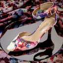 DREAM PAIRS Kitten Heel Low Heel for Women Closed Pointed Toe Pumps Wedding Party Sexy Dress Shoes Lowpointed, 9, Floral