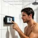 Shower Phone Holder with Wireless Bluetooth Speaker for iPhone,2026 New Waterproof 480 Rotation Adjustable Shower Phone Case Accessories, Wall Phones Mount Stand Speakers for Bathroom Mirror Black-Z09