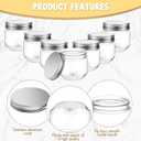 Tanlade 60 Pcs 3 oz Clear Plastic Jars with Lids Wide Mouth Mason Jars Mini Storage Containers Bulk for Herb Jelly Wedding Valentine Favors Shower Party Favors(Silver)
