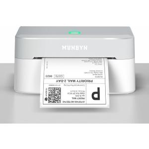 MUNBYN Bluetooth Thermal Label Printer RW403B, Wireless 4x6 Shipping Label Printer for Small Business, Compatible with Android, iPhone, Windows, Mac, Chromebook, Print Width 1.57"-4.25" (Grey)