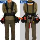 Tool Belt with Suspenders, Heavy Duty Adjustable Detachable Electrician Tool Pouch Belt, Utility Work Belts Suspenders for Men Electrician Carpenter Framers