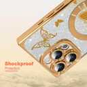 AIGOMARA Phone Case for iPhone 16 Pro [Compatible with MagSafe] Butterfly Design Glitter Bling Case Shockproof Scratch-Resistant Soft TPU Cover for Women - Gold