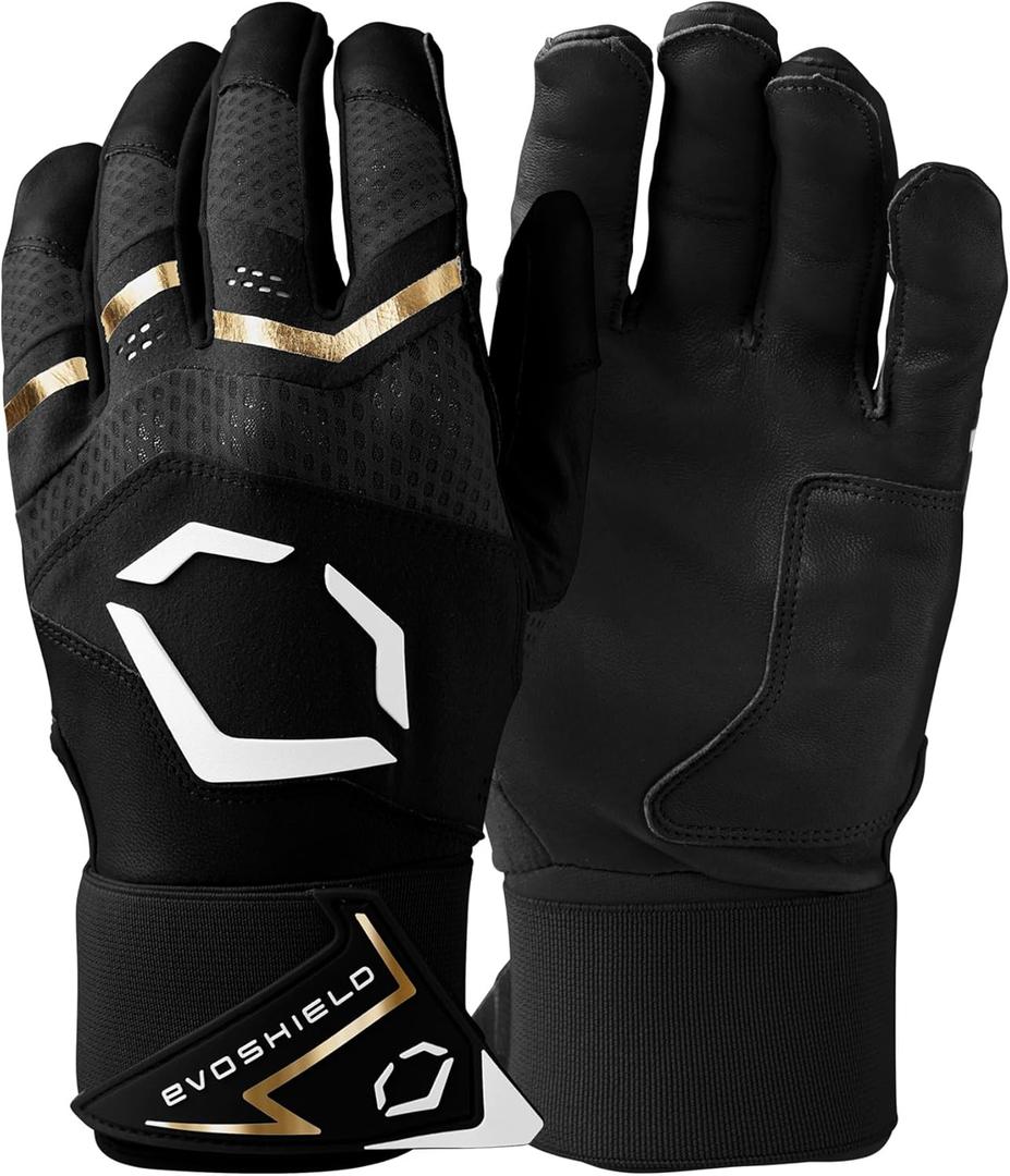 EvoShield Carbyne Adult Batting Gloves with Strap (Small, Black)