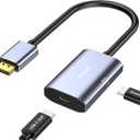 8K@30Hz / 4K@144Hz Displayport to USB-C Adapter with PD 65W Charging, Graphene Cable Display Port Male to Type-C Female for USBC Monitor, Compatible for MacBook Pro/Air, iMac