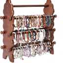Two-Sided Wooden Jewelry Bracelet Holder Display Stand with 6 Removable Holders - 3 Tier Bar Bangle Organizer Perfect for Organizing and Showcasing Bracelets, Watches, and Accessories