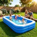 Sumbee Inflatable Swimming Pool for Kiddie Adults Kids, 120" X 72" X 22" Large Blow Up Pool for Family Backyard Outdoor Toddler,Big Rectangle Pools for Children Ages 4-8-12,Full-Sized,Blue