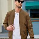 MAGCOMSEN Men's Jacket Lightweight Windbreaker Bomber Jacket Windproof Casual Jacket Zip Up Coats Outwear with 5 Pockets (Brown, L)