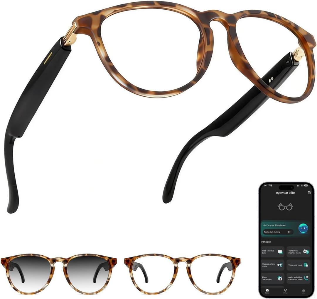 Smart Translation Glasses for Men and Women with 164 Languages Real-Time Translation & Voice Assistant AI smart glasses featuring Noise-Hands Free Calls, Music, Touch Control, Photochromic Lenses