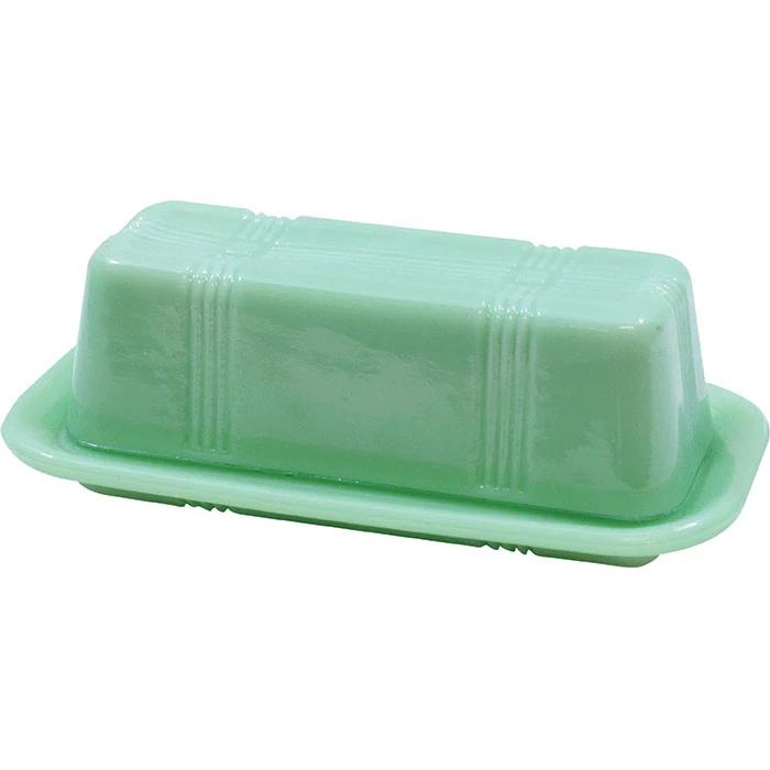 TableCraft Jadeite Green Milk Glass Butter Dish TPC