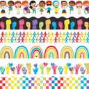 BeYumi 84Pcs Diversity Equality Bulletin Board Borders All are Welcome Diverse Students Border Trims Watercolor Equality Inclusive Back to School Classroom Chalkboard Wall Decor for Teacher Elementary