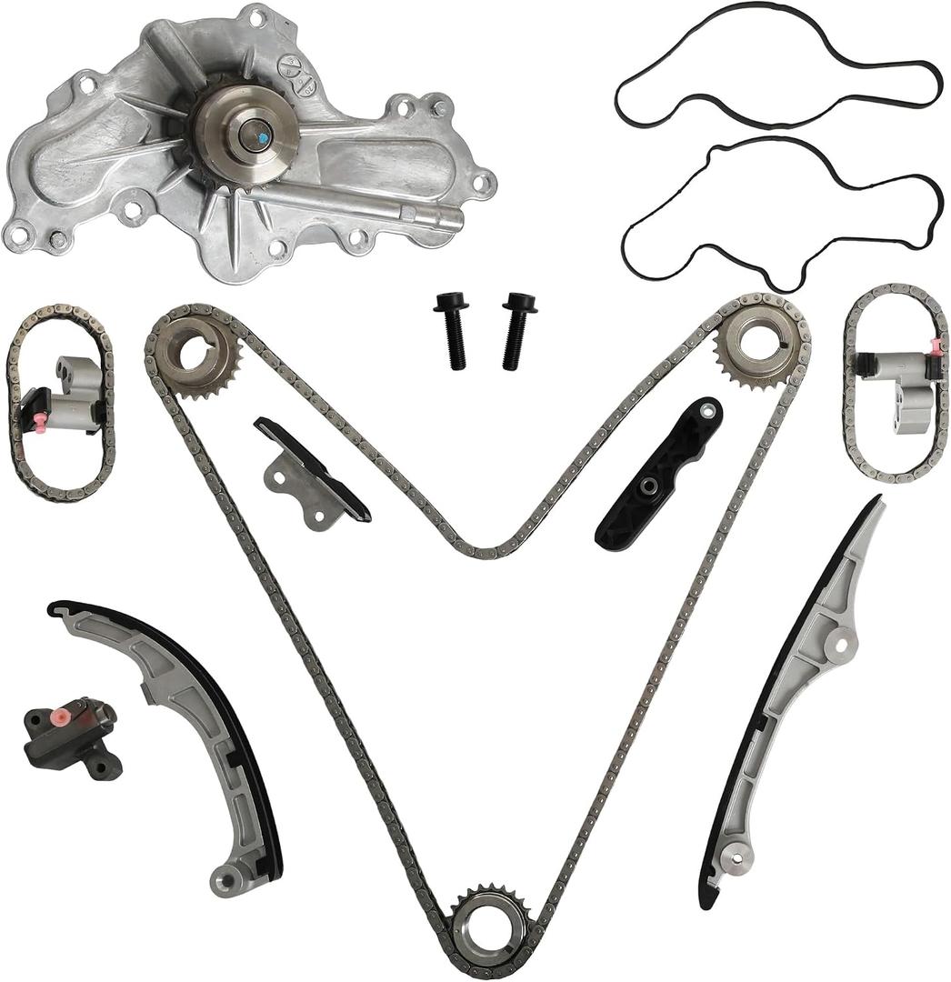 Engine Timing Chain Kit & Water Pump w/Gaskets Fit For Ford Fusion Flex Taurus Edge For Lincoln MKX MKS MKT MKZ 2007-2010 For Mazda 6 CX-9 Mercury Sable 2007-2011 3.5L 3.7L AW6023 AT4Z-6268-C