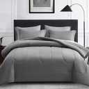 Maple&Stone Full Size Comforter Set 7 Pieces Bed in a Bag - Down Alternative Bed Set with Sheets, Pillowcases & Shams, Soft Reversible Duvet Insert,Grey