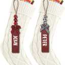 2PACK 18Inch Cable Knitted Personalized Christmas Stockings, Personalized Hanging Stockings for Holiday Party, Christmas Tree, and Family Home Decor in White