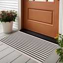 LEEVAN Black and White Striped Rug Doormat 2x3 Washable Front Porch Rug Farmhouse Layered Door Mats Outdoor Cotton Hand Woven Throw Carpet for Entryway/Front Steps/Bathroom/Home Entrance