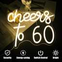 Cheers to 60 Neon Sign 60th Birthday LED Neon Lights for Wall Party Decor, 15.4x12.6 inches