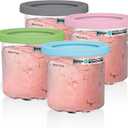 Ninja® CREAMi® Original Pints 4 Pack, Compatible with NC299AMZ & NC300s Series CREAMi® Ice Cream Makers, BPA-Free & Dishwasher Safe, Color Lids, 1 Pint Each, Clear/Grey/Lime/Pink/Aqua, XSKPLD4BCD