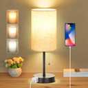 Dott Arts Table Lamp for Bedroom, 3-Color Bedside Lamps with Pull Chain, Bedroom Table Lamps for Nightstand,AC Outlet Small Lamp for Living Room, Bulb Included (14.5 in)
