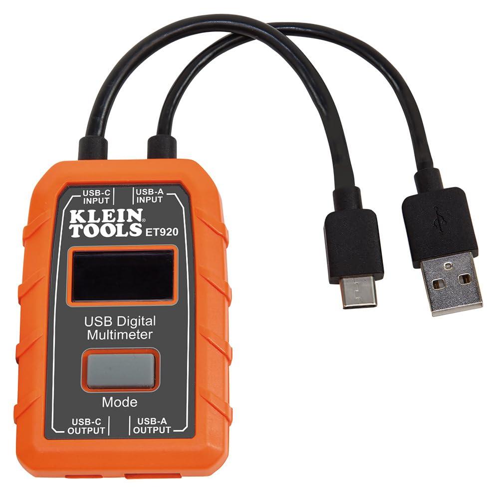 Klein Tools ET920 USB Power Meter, USB-A and USB-C Digital Meter for Voltage, Current, Capacity, Energy and Resistance USB-A and USB-C Meter