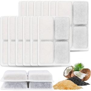 Cat Water Fountain Filter, 12 Pack Pet Water Fountain Filter Replacement with Coconut Activated Carbon Filter Compatible with furrybaby 64oz/2L Cat Water Fountain