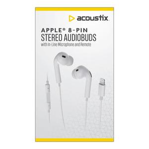 Acoustix Apple 8-pin Stereo Audiobuds With In-Line Microphone And Remote White