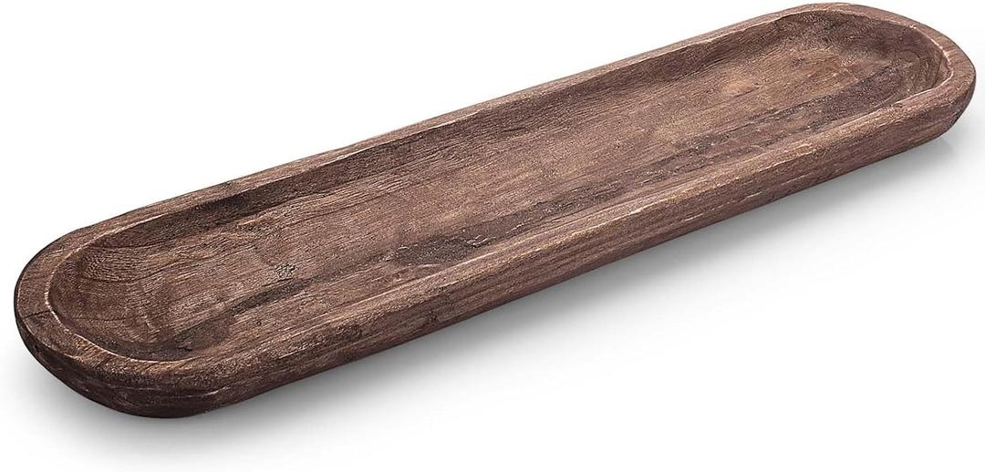 Decorative Wooden Dough Bowls, Long Natural Root Hand Carved Bowl Large Bread Shaped Wooden Tray, Rustic Centerpiece Dining Room Table Centerpiece Potpourri Decor Display Bowl 23"x6"x2"