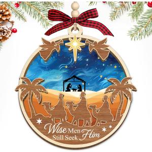 2 x HEXMOZ Nativity Scene Christmas Ornaments - Catholic Religious Gifts for Women, Men - Christian Ornaments for Christmas Tree, Nativity Decorations Festive Faith Ideas - Xmas Holiday Ornaments 2025
