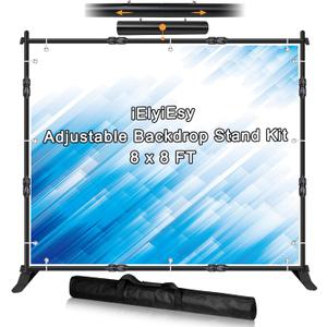 iElyiEsy Backdrop Banner Stand, 8x8FT Heavy Duty Adjustable Step and Repeat Stand with Carrying Bag for Parties Photo Booth Trade Show
