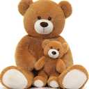 MorisMos Mom and Baby Giant Teddy Bear, 39inch Soft Large Teddy Bears Stuffed Animal Plush for Baby Shower, Brown
