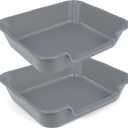 2 Pack Extra Large Dog Litter Box Pan Tray (ABS Material), Low Entry Jumbo Senior Litter Boxes for Multiple Kitten Big Cats, Pet Safe Indoor Dog Potty (Dark Gray, 24" L x 20" W)