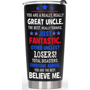 Gifts for Uncle Gifts from Niece Nephew - Great Best Uncle Ever Birthday Gift - 20 OZ Stainless Steel Insulated Travel Coffee Tumbler Cup