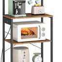VASAGLE Kitchen Bakers Rack with Power Outlet, Coffee Bar 4-Tier with 8 S Hooks, Microwave Stand, Adjustable Shelf, for Small Spaces, Rustic Brown and Ink Black UKKS014K01V1 (23.6"W)