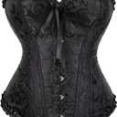 Alivila.Y Fashion Womens Lace Up Corset Top Overbust Body Shaper Bustier Corsets for Women (Black)5X-Large, Black Jacquard