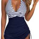 SUUKSESS Women Sexy One Piece Swimsuit Tummy Control Bathing Suit Mesh Swimdress L