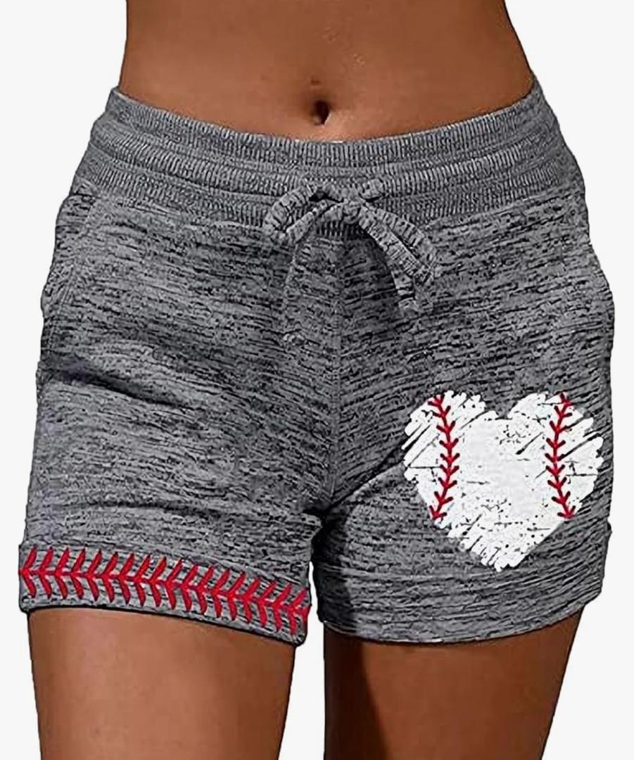 Womens Baseball Mom Running Workout Shorts High Waisted, Stretchy Softball Drawstring Lounge Shorts, 3XL