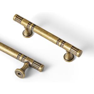 Goo-Ki 6 Pack Antqiue Brass Cabinet Pulls Vintage Bronze Drawer Handles, 3"(76mm) c-c Kitchen Hardware Solid Zinc Alloy Bar Pull Dresser Handle for Cupboard Wardrobe Bathroom,9627GT-76